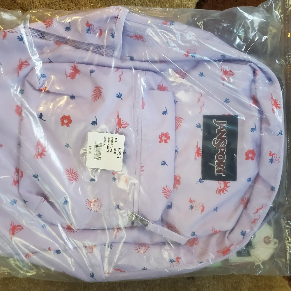 JanSport Cross Town Backpack Lagoon Luau NWT in Original Packaging - Picture 8 of 9